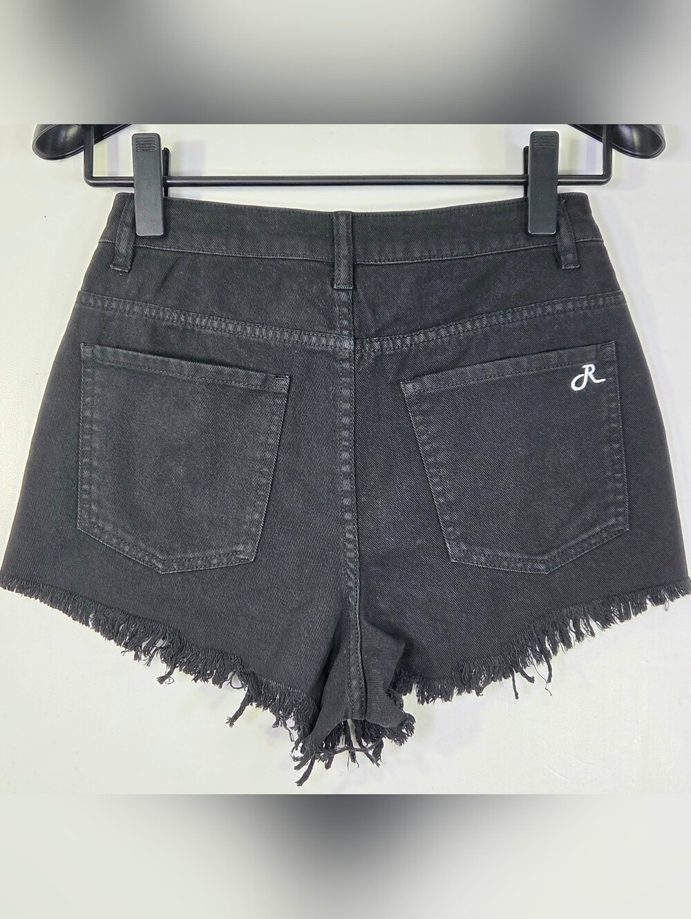 NWT FABULOUS BY THE RAIDERETTES DENIM STUDDED FRAYED SHORTS. - Picture 4 of 10